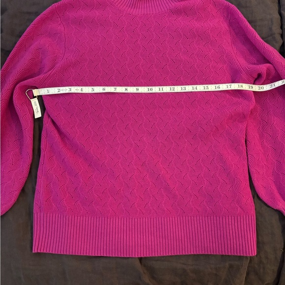 Trina Turk Vibrant Pink Turtleneck Sweater 100% Merino Wool - Picture 7 of 8